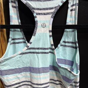 lululemon athletica Women's Tank Top - Light Blue and Dark Gray Stripes